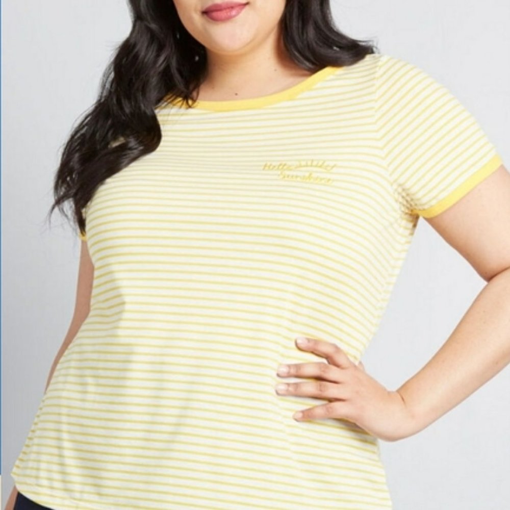 ModCloth Hello Sunshine Embroidered Ringer Tee